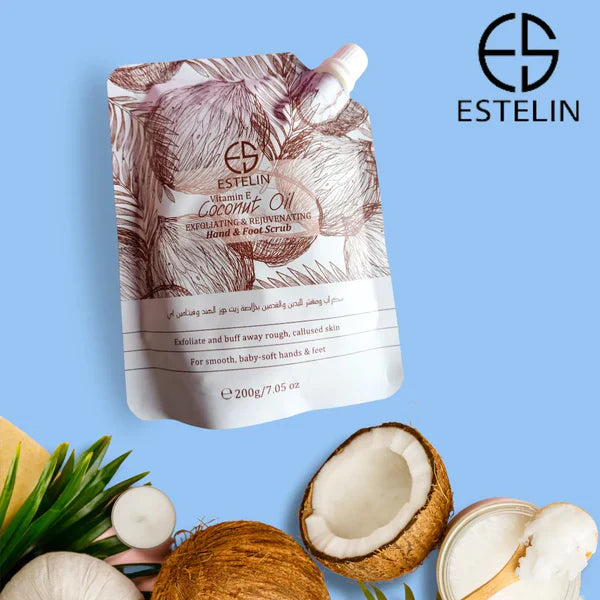 Estelin Coconut Oil & Vitamin E Exfoliating & Rejuvenating Hand & Foot Scrub – 200g