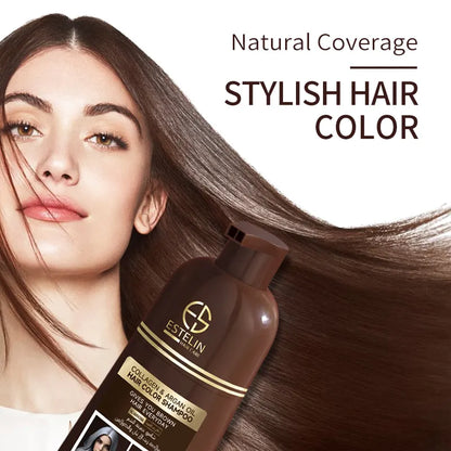 Estelin Quick Effective Collagen Argan Oil Hair Color Shampoo Dark Brown 400ml