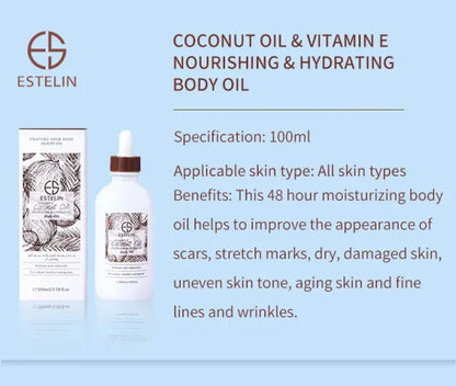 Estelin Coconut Oil & Vitamin E Nourishing & Hydrating Body Oil – 100ml ₨994