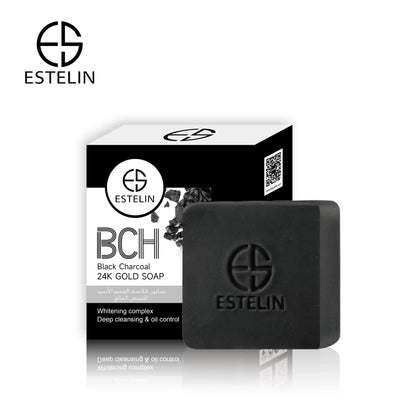 Estelin Black Charcoal & 24k Gold Soap 100g Facial Soap