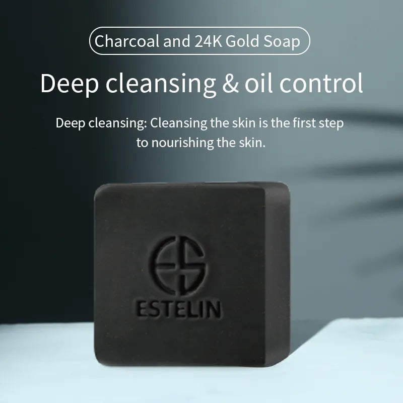 Estelin Black Charcoal & 24k Gold Soap 100g Facial Soap